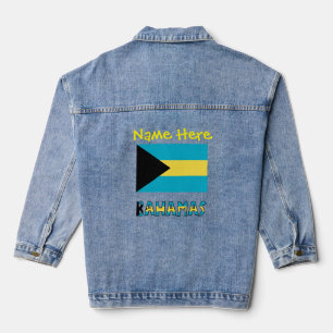 Bahamas and Bahamian Flag Yellow Personalization  Denim Jacket