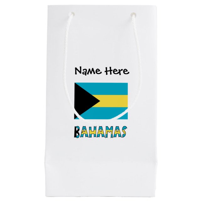 Bahamas Bahaman Flag Personalized Name  Small Gift Bag (Front)