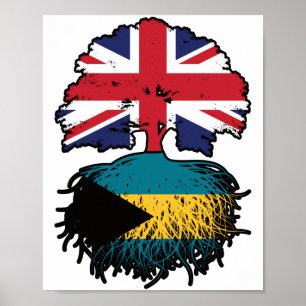 Bahamas Bahamian British UK Tree Roots Flag Poster