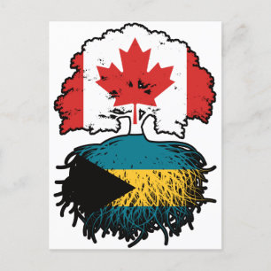 Bahamas Bahamian Canadian Canada Tree Roots Flag Postcard