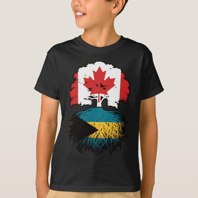 Bahamas Bahamian Canadian Canada Tree Roots Flag T-Shirt (Front)