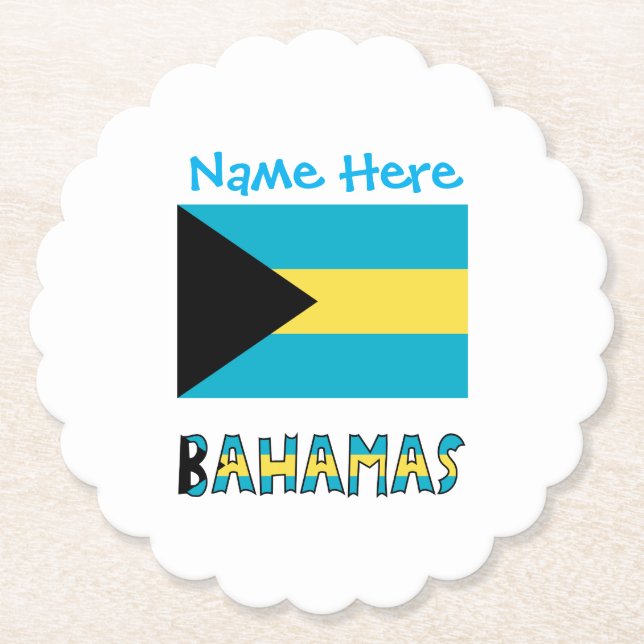 Bahamas Bahamian Flag Blue Personalization Party Paper Coaster (Front)