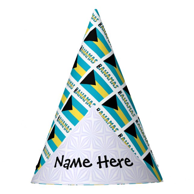 Bahamas Bahamian Flag Tiled Personalized  Party Hat (Front)