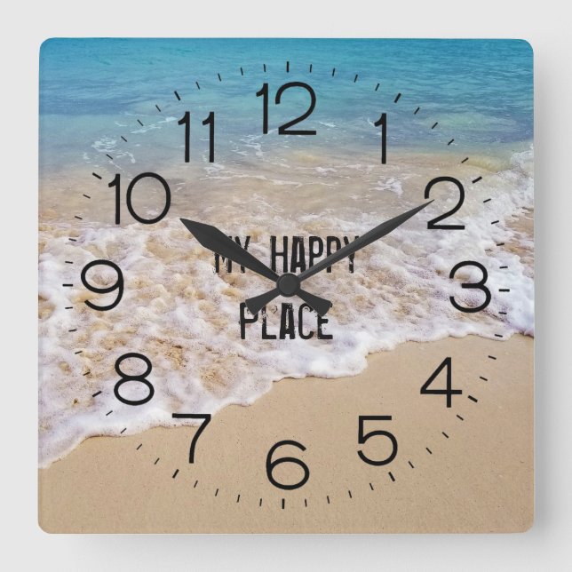Bahamas Beach Ocean Surf  Square Wall Clock (Front)