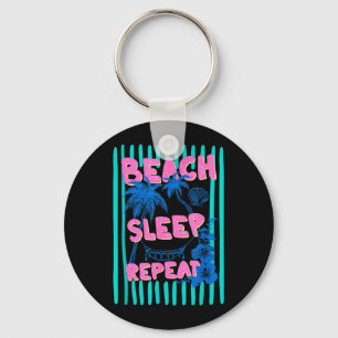 Bahamas Beach Summer Vacation Retro Sunset 70s 80s Keychain