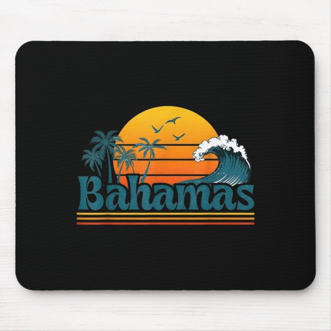 Bahamas Beach Summer Vacation Retro Sunset 70s 80s Mouse Pad (Front)
