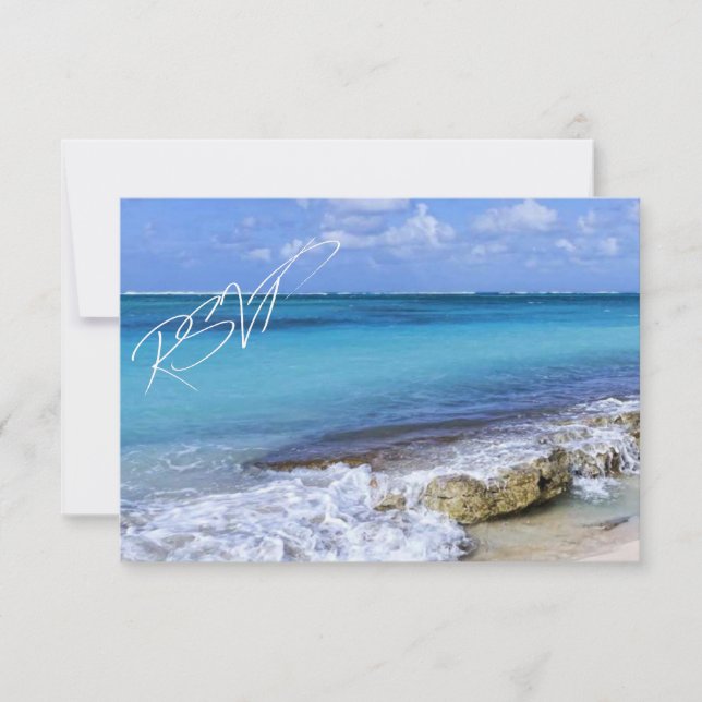 Bahamas Beach Wedding RSVP Card (Front)