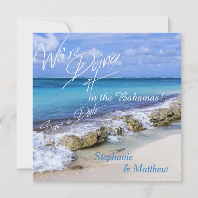 Bahamas Beach Wedding Save the Date (Front)
