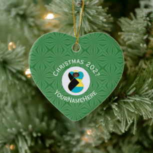 Bahamas Black Angel Christmas Flag Personalized  Ceramic Ornament