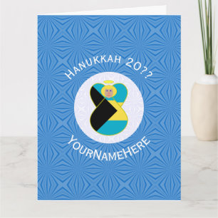 Bahamas Blonde Angel Hanukkah Flag Personalized Card