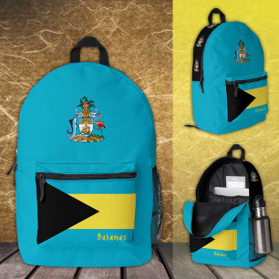 Bahamas, Blue backpack, Bahamas Flag / patriotic Printed Backpack