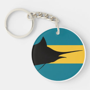 Bahamas Blue marlin Bahamian National Animal Flag Keychain
