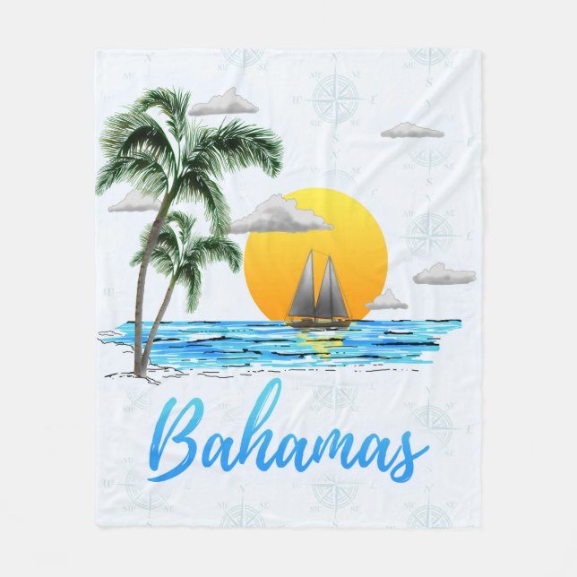 Bahamas Caribbean Sailing Fleece Blanket (Front)