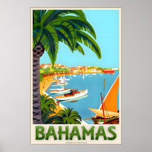 Bahamas Caribbean Tropical Travel Poster Roger