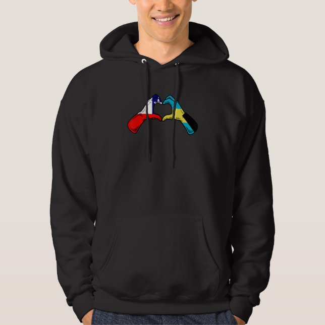 Bahamas Chile Flag Bahamians Chilean Heart 1 Hoodie (Front)
