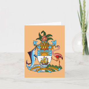 Bahamas Coat of Arms - Marlin, Flamingo, Conch Card