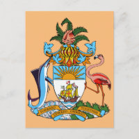 Bahamas Coat of Arms - Marlin, Flamingo, Conch