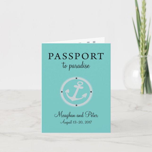 Bahamas Cruise Passport Wedding Invitation (Front)