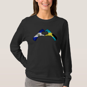 Bahamas El Salvador Flag Bahamians Salvadorian Hea T-Shirt