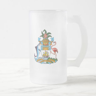 bahamas emblem frosted glass beer mug