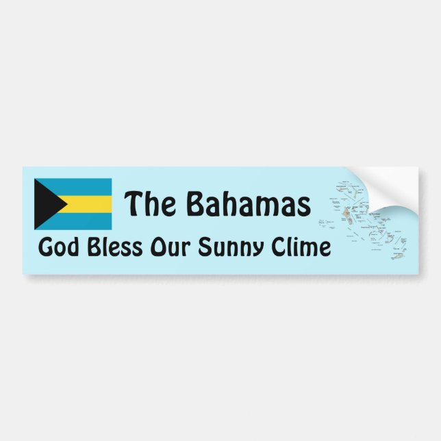 Bahamas Flag and Map Bumper Sticker (Front)