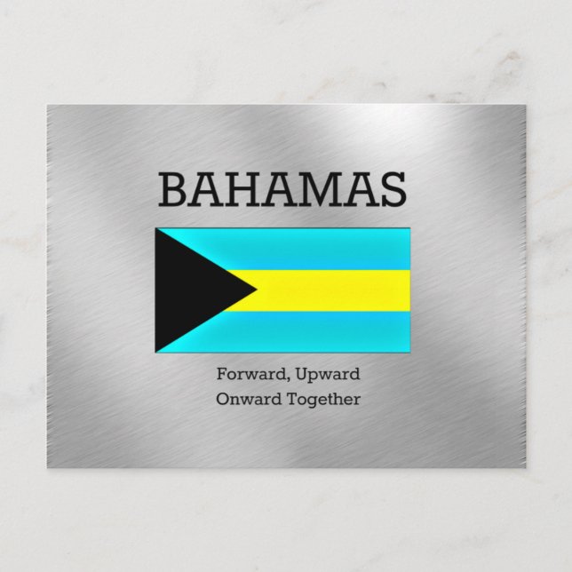 Bahamas flag and motto postcard (Front)