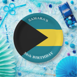 Bahamas Flag Birthday Party Paper Plate