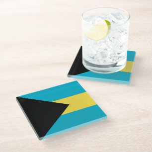 Bahamas flag glass coaster