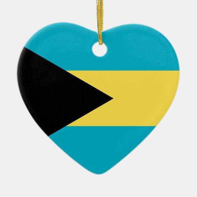 Bahamas Flag Heart Ceramic Ornament (Front)