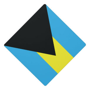 Bahamas Flag in Black, Gold, and Aquamarine Graduation Cap Topper