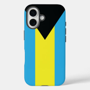 Bahamas Flag in Blue, Black, and Yellow iPhone 16 Case