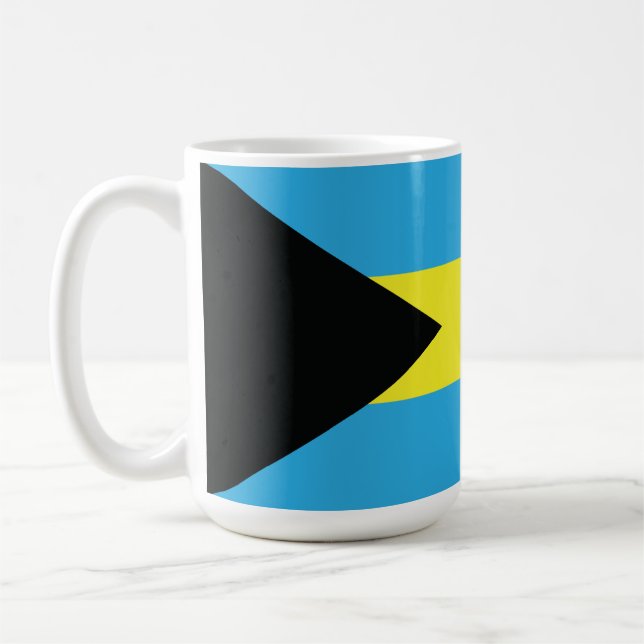 Bahamas Flag in Blue, Black, and Yellow Coffee Mug (Left)