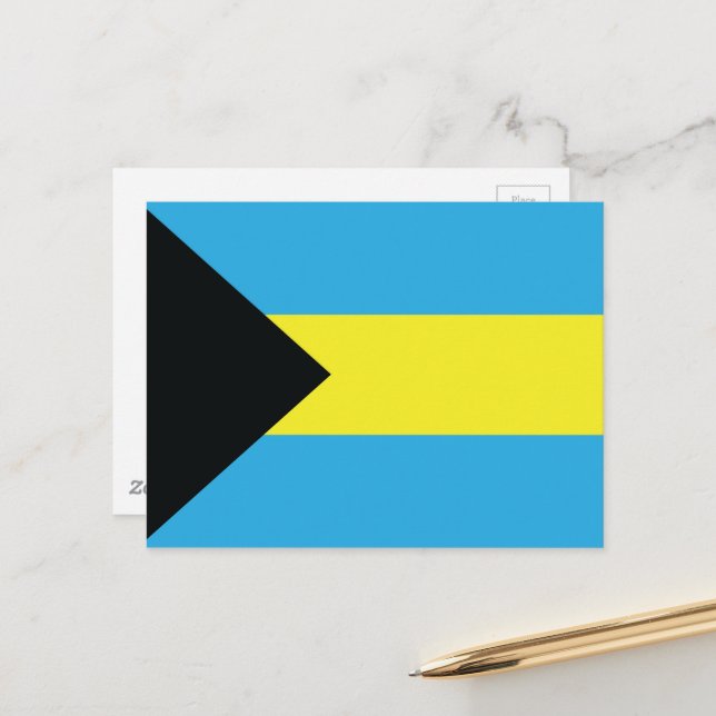 Bahamas Flag in Blue, Black, and Yellow Postcard (Front/Back In Situ)