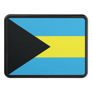 Bahamas Flag in Blue, Black, and Yellow Trailer Hitch Cover