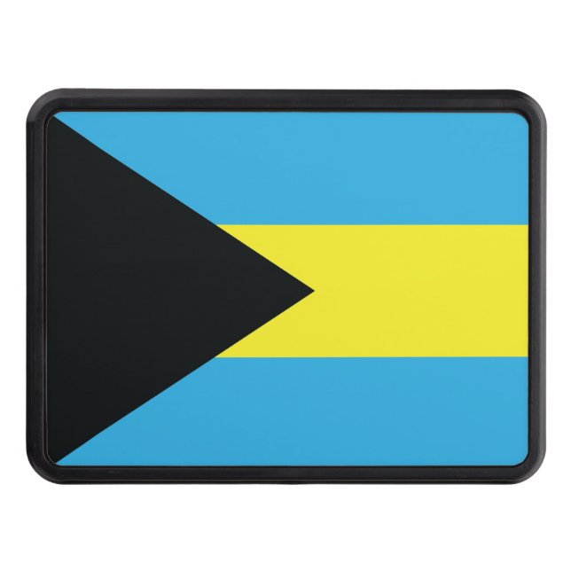 Bahamas Flag in Blue, Black, and Yellow Trailer Hitch Cover (Front)