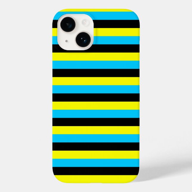 bahamas flag stripes country pattern blue yellow b Case-Mate iPhone case (Back)