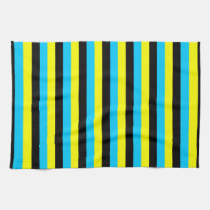 bahamas flag stripes country pattern blue yellow b kitchen towel