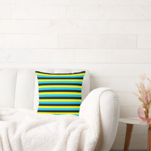 bahamas flag stripes country pattern blue yellow b throw pillow
