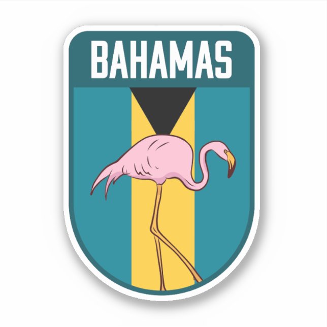 Bahamas Flag with Flaming - Bahamas Travel (Front)