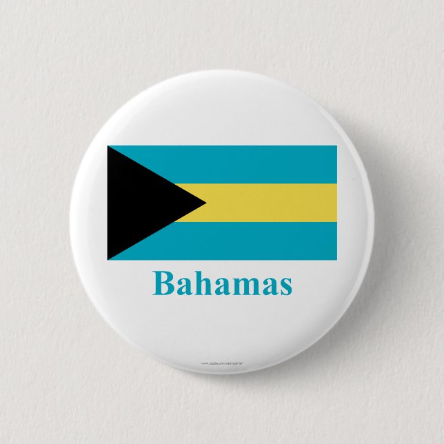 Bahamas Flag with Name 2 Inch Round Button (Front)