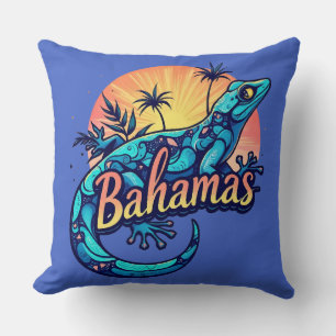 Bahamas Gecko Caribbean Throw Pillow