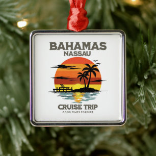 Bahamas Harbour Cruise Sunset Metal Ornament