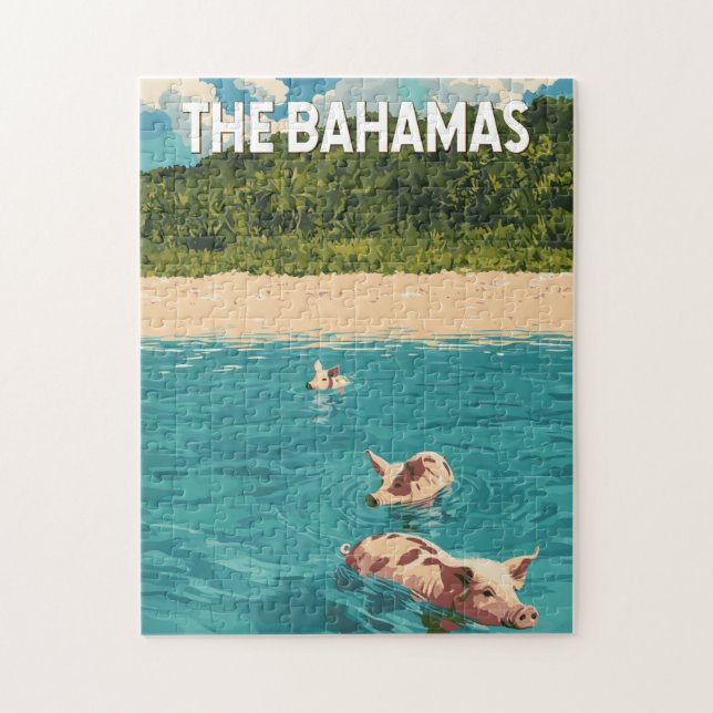 Bahamas Illustration Travel Art Vintage Jigsaw Puzzle (Vertical)