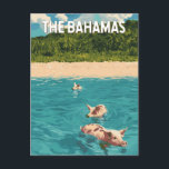 Bahamas Illustration Travel Art Vintage Postcard<br><div class="desc">Bahamas vector artwork design. The Bahamas,  a stunning Caribbean paradise,  is known for its crystal-clear waters,  white sandy beaches,  and vibrant island culture.</div>