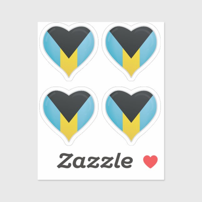 Bahamas love flag pride heart sticker (Sheet)