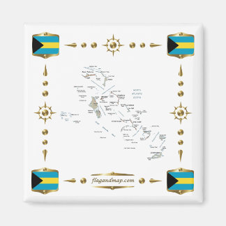 Bahamas Map + Flags Magnet