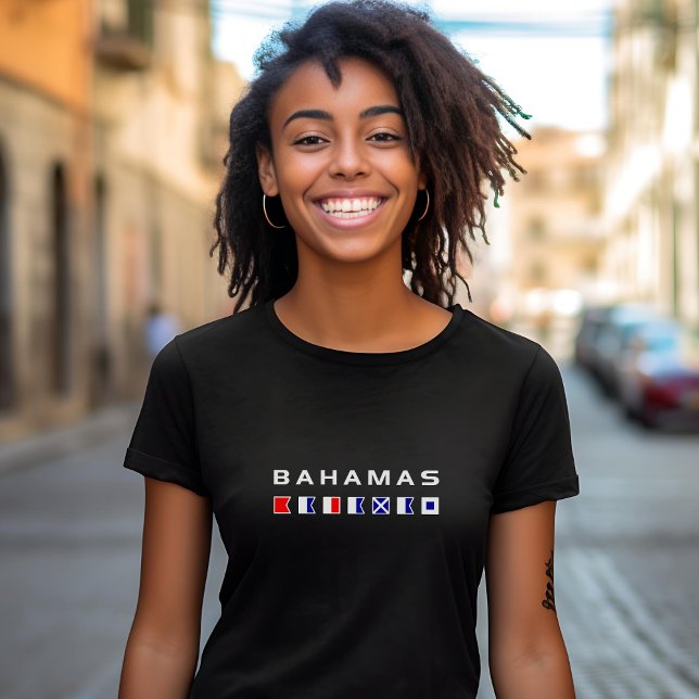Bahamas Maritime Nautical Signal Flags Dark Colour T-Shirt (Creator Uploaded)