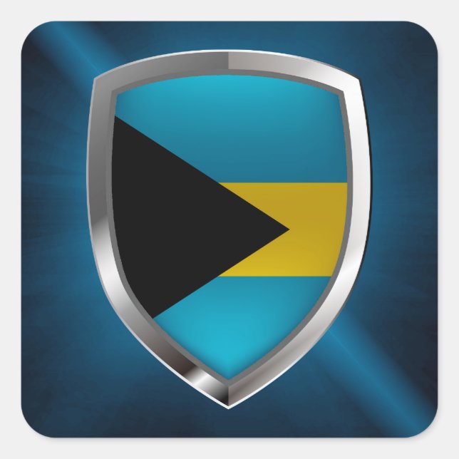 Bahamas Mettalic Emblem Square Sticker (Front)