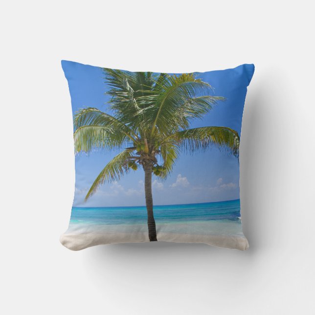 Bahamas Palm Tree Throw Pillow (Front)
