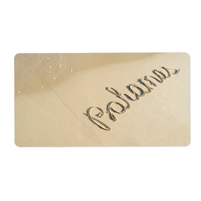 Bahamas panneau sculpté sur le sable de la plage (Devant)